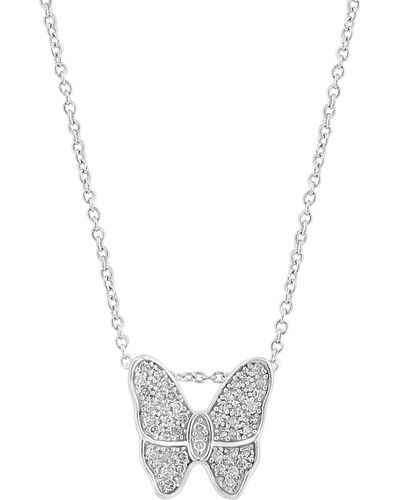 Effy Sterling Silver Diamond Butterfly Pendant Necklace - White