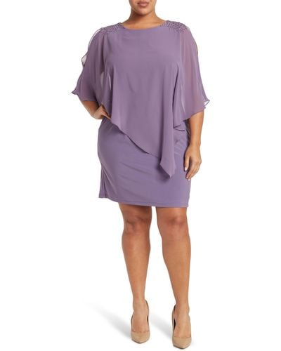 Sl Fashions Beaded Popover Dress - Purple