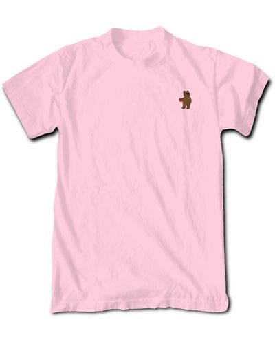 Riot Society Embroidered Bear Cotton T-shirt - Pink
