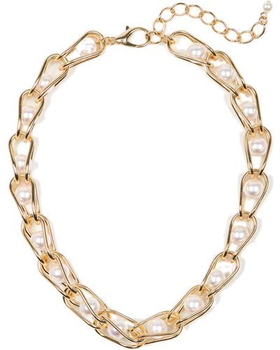Natasha Couture Imitation Pearl Necklace - Metallic