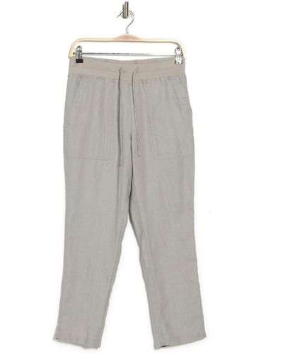 James Perse Military Drawstring Waist Crop Linen Pants In Solitaire At Nordstrom Rack - Gray
