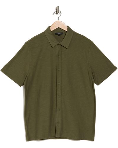 Vince Heavy Slub Short Sleeve Button-up Shirt - Green