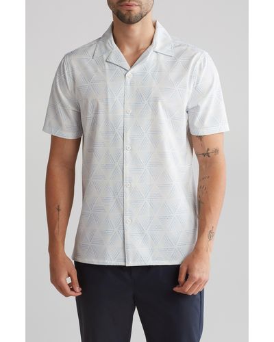 DKNY Roscoe Short Sleeve Button-up Camp Shirt - White