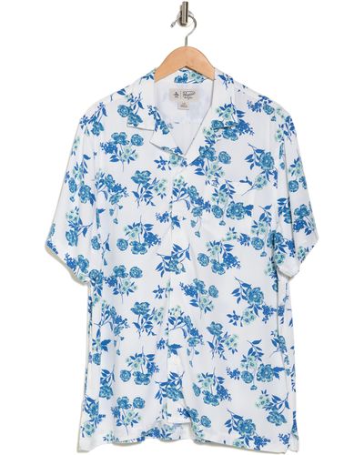 Original Penguin Flower Print Short Sleeve Shirt - Blue