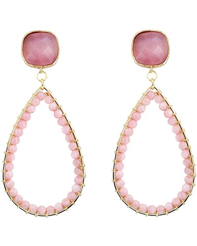 Panacea Box Crystal Teardrop Earrings - Pink