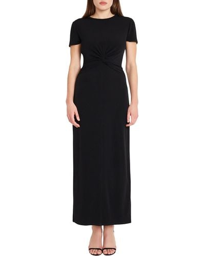 DONNA MORGAN FOR MAGGY Twist Front Short Sleeve Maxi Dress - Black