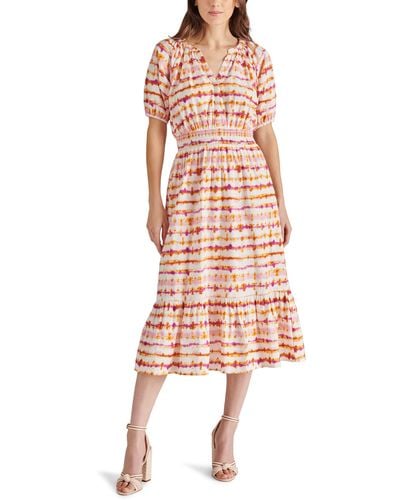 Steve Madden Hannah Stripe Short Sleeve Cotton Midi Dress - Multicolor