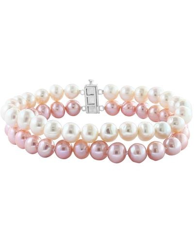Effy Freshwater Pearl & White Topaz Stacked Bracelet - Pink