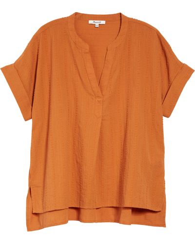 Madewell Short Sleeve Cotton Blouse - Orange