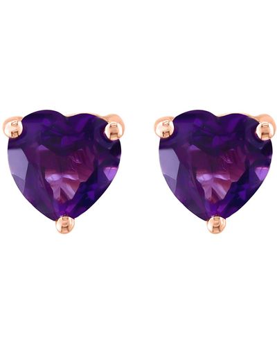 Effy 14k Rose Gold Heart Amethyst Stud Earrings - Purple