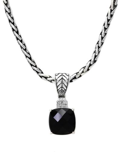 Effy 925 Sterling Silver Onyx & Diamond Pendant Necklace - Black