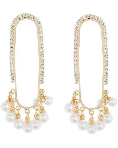 Tasha Crystal & Imitation Pearl Statement Earrings - White