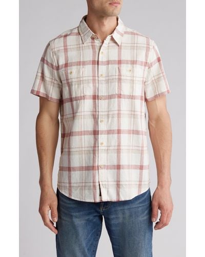 Lucky Brand Mason Plaid Linen Short Sleeve Shirt - Multicolor