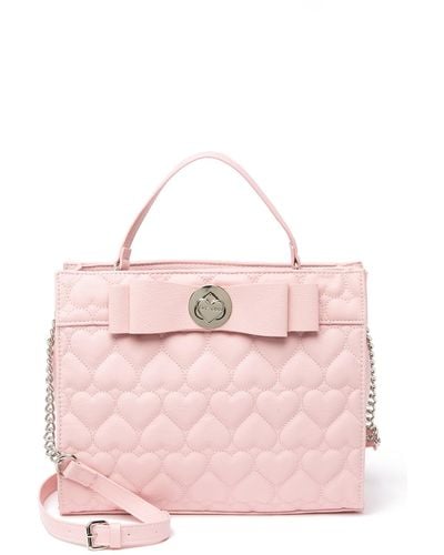 Betsey Johnson Quilted Heart Satchel - Pink