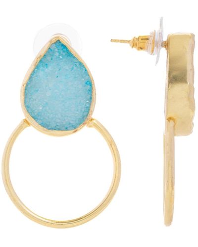 Saachi Druzy Hoop Earrings - Blue