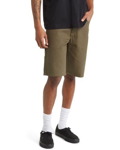 Dickies Stripe Flat Front Carpenter Shorts - Green