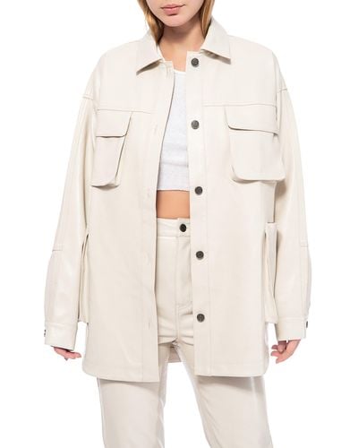 AFRM Bruno Faux Leather Cargo Shacket - Natural