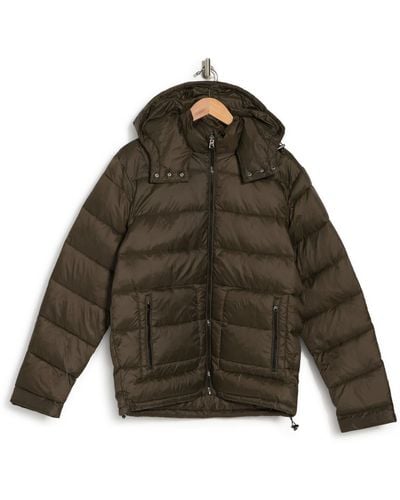 Slate & Stone Hooded Quilted Nylon Down Puffer Jacket - Brown