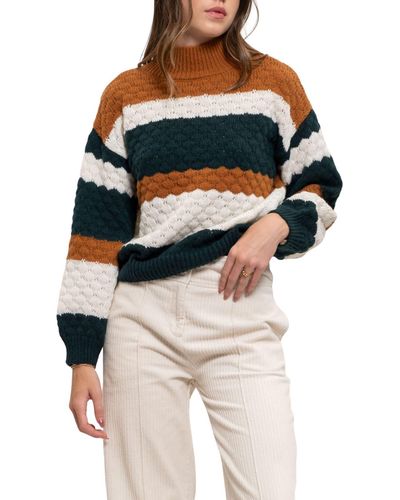 Blu Pepper Stripe Pointelle Knit Sweater - Multicolor