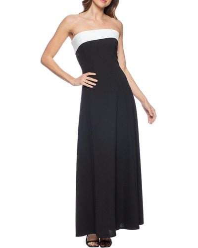 Marina Scuba Strapless Evening Gown - Black