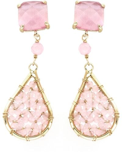 Panacea Crystal Drop Earrings - Pink