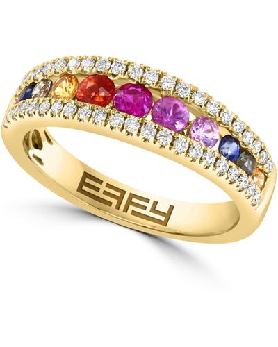 Effy 14k Gold Rainbow Sapphire & Diamond Pavé Ring - White
