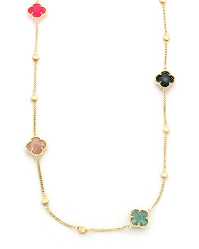 Panacea Crystal Clover Station Necklace - White