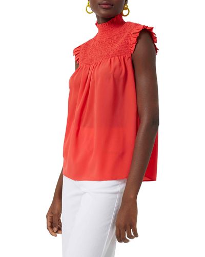 French Connection Boza Smocked Sleeveless Top - Red