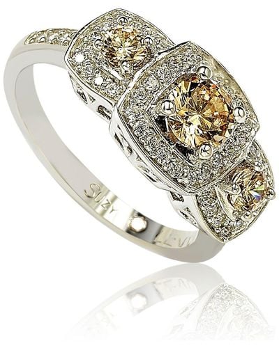 Suzy Levian Sterling Silver Chocolate Cz Engagement Ring - Brown