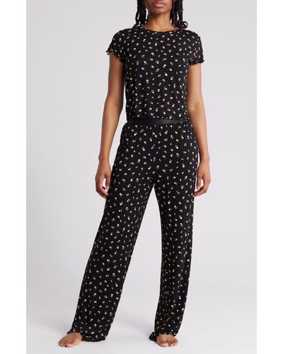 Abound After Hours Cap Sleeve Top & Pants Pajamas - Black