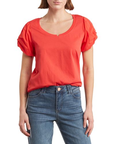 Democracy Puff Sleeve T-shirt - Red