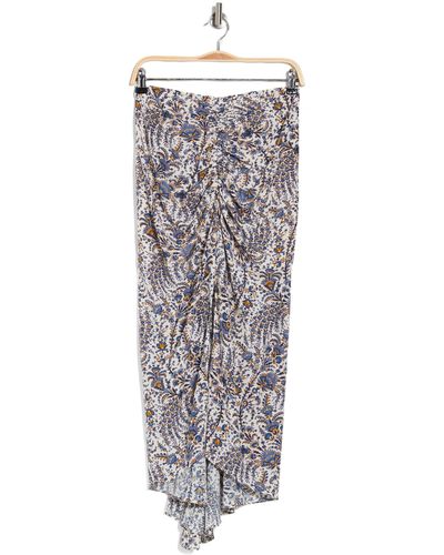 Veronica Beard Pixie Floral Ruched Silk Blend Skirt - White