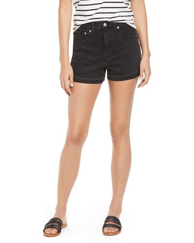 Madewell High Waist Raw Hem Denim Shorts - Black