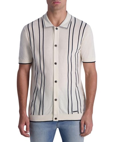 Karl Lagerfeld Striped Short Sleeve Knit Shirt - White