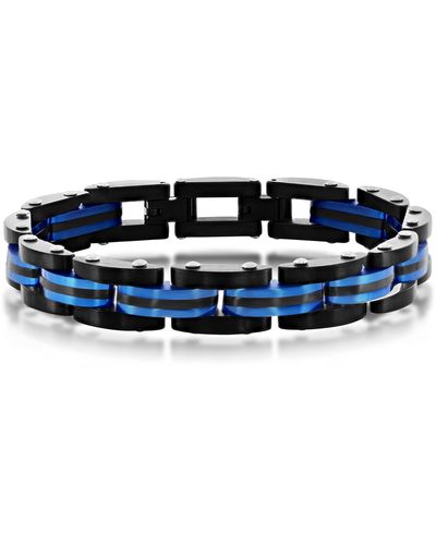 Black Jack Jewelry Two-tone Stripe Bracelet - Blue