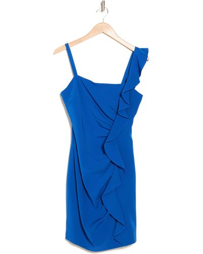 Guess Ruffled Bodycon Dress - Blue