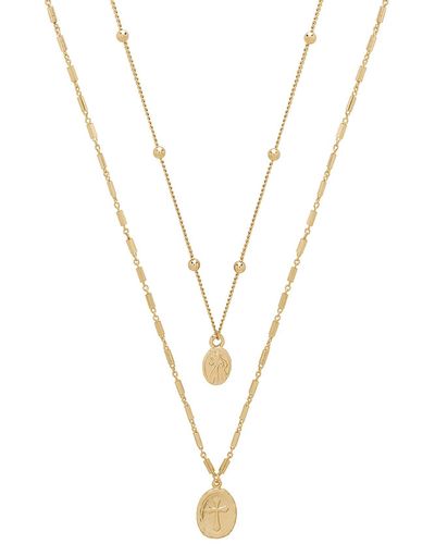 Ettika 18k Gold Plated Double Simple Coin Layered Necklace - Metallic
