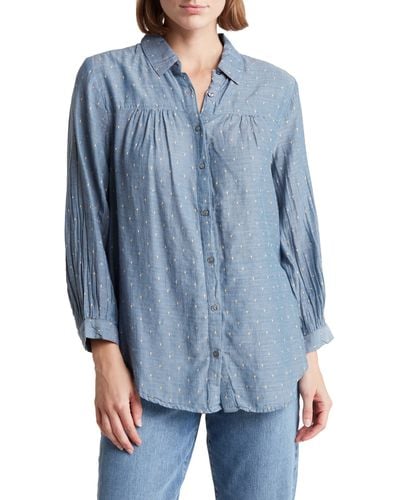 Current/Elliott The Seaside Chambray Button-up Shirt - Blue