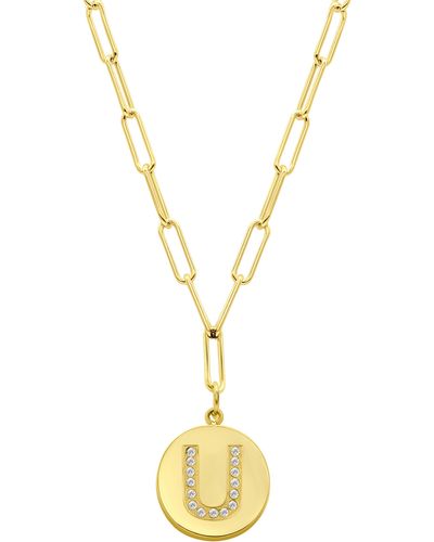 Adornia 14k Gold Plated Pavé Initial Pendant Necklace - Metallic