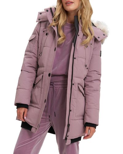 Noize Astrid Heavyweight Faux Fur Trim Jacket In Wisteria At Nordstrom Rack - Purple
