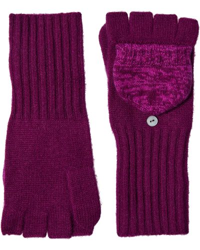 Amicale Cashmere Two-tone Knit Gloves - Purple