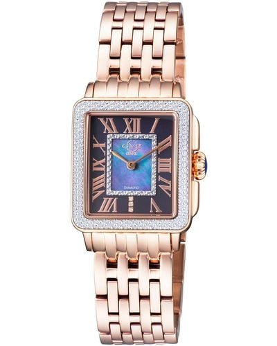 Gevril Padova Diamond Swiss Quartz Rectangle Bracelet Watch - Metallic