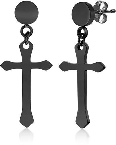 Black Jack Jewelry Polished Cross Earrings - Black