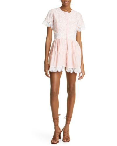 Waimari Margarita Lace Detail Cotton Dress - Pink