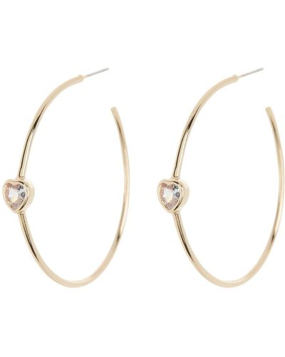 Frasier Sterling Hampton Heart Charm 40mm Hoop Earrings - Metallic