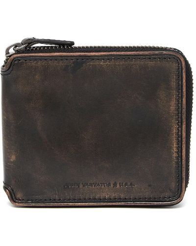 John Varvatos Leather Zip Around Wallet - Black