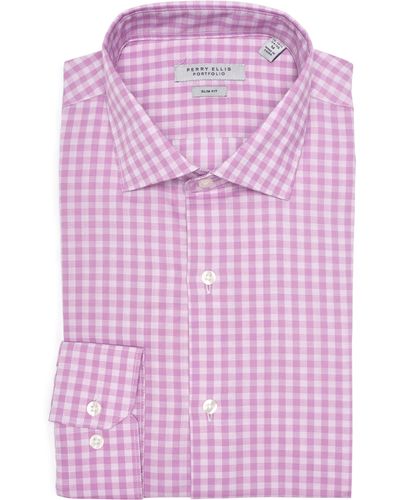 Perry Ellis Will Slim Fit Check Shirt - Pink