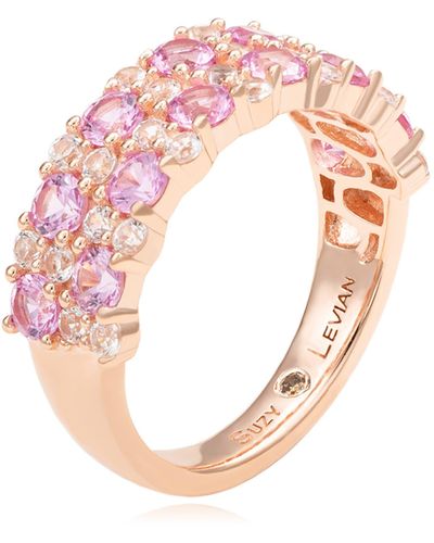 Suzy Levian Pavé Pink Sapphire White Sapphire & Brown Diamond Ring