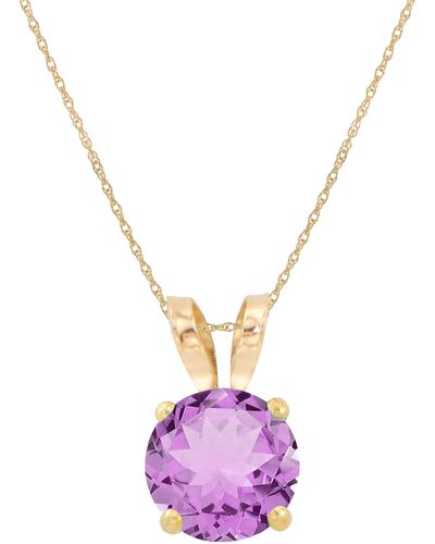 CANDELA JEWELRY 10k Yellow Gold Created Alexandrite Pendant Necklace - Pink
