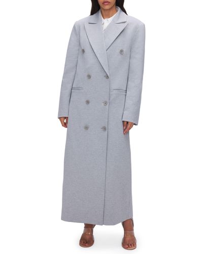 GOOD AMERICAN Ponte Double Breasted Car Coat - Gray